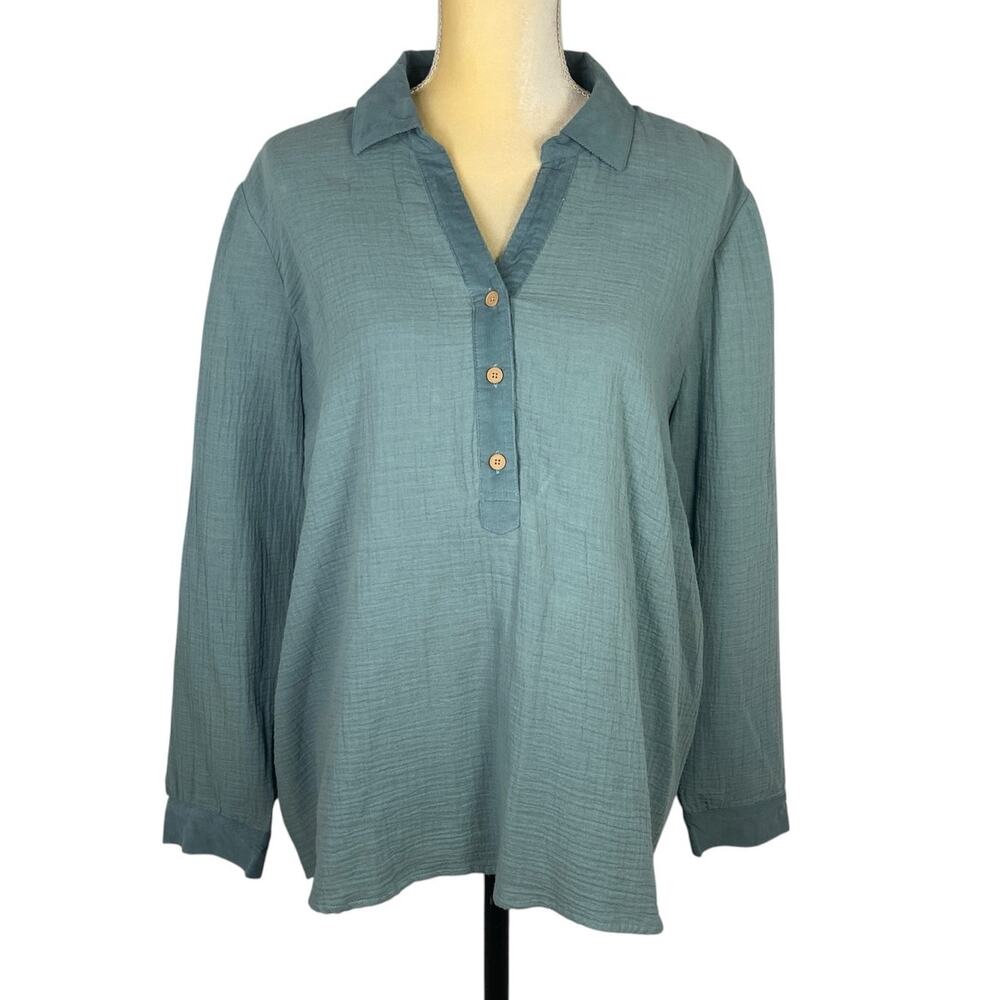 J jill Cotton Gauze Popover Top Size Large